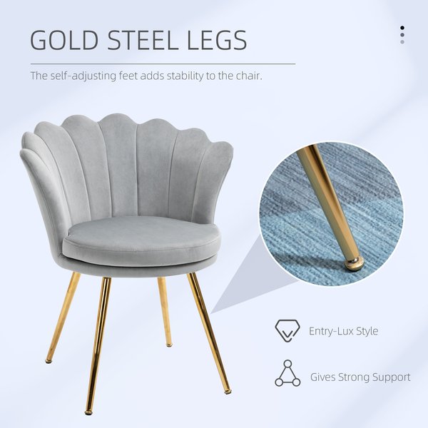 Accent Chair Modern Dining Velvet-Touch Fabric Armchair With Gold Legs