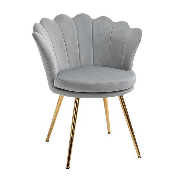 Accent Chair Modern Dining Velvet-Touch Fabric Armchair With Gold Legs
