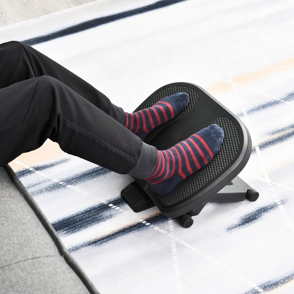 Adjustable Under-Desk Footrest Height Angle Tilt Anti-Slip Compact Health Black