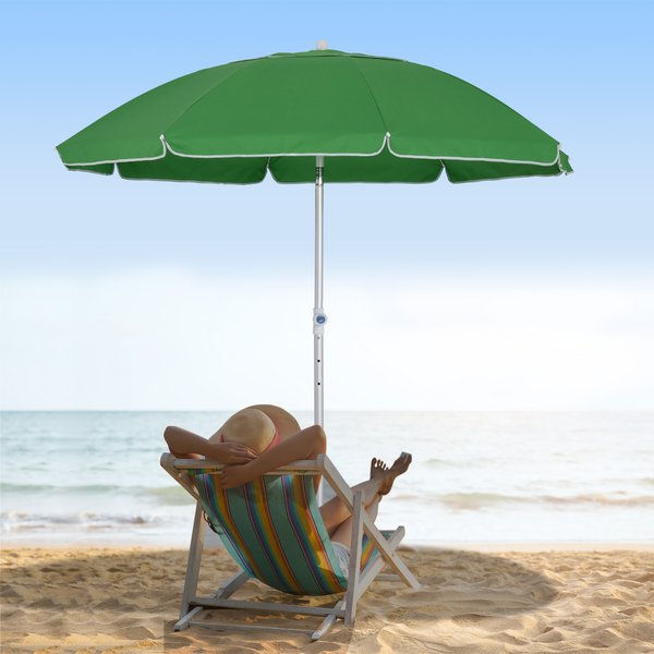 1.9 M Beach Umbrella W/ Adjustable Angle Pointed Design - Green