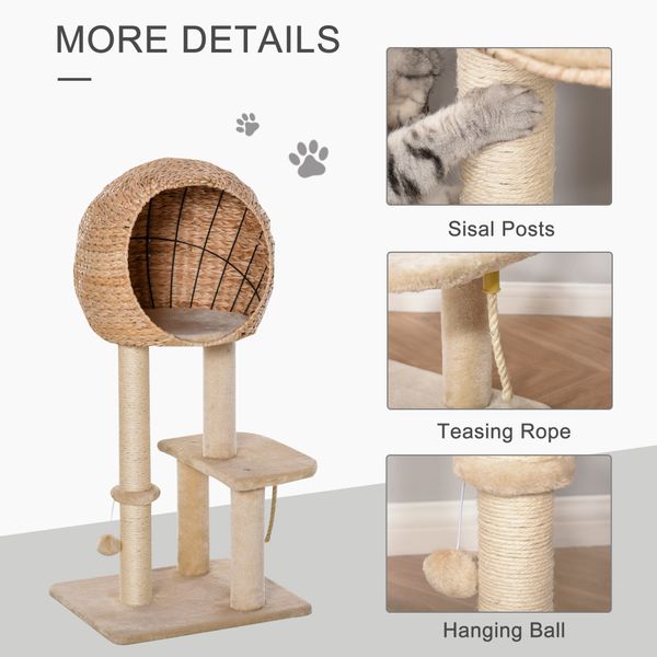 Cat Tree Tower W/ Posts Condo Ball Cushion Perch Cattail Fluff