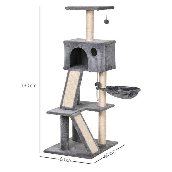 Cat Tree Tower with Sisal-Covered Scratching Posts and Ladders for Climbing and Playing