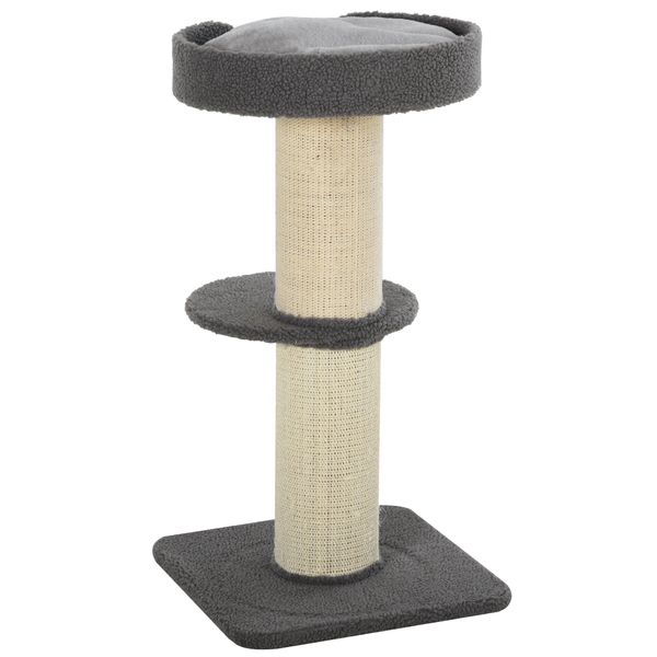 2-Tier Scratching Tree W/ Bed - Grey