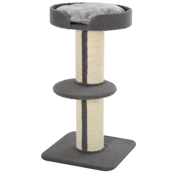 2-Tier Scratching Tree W/ Bed - Grey
