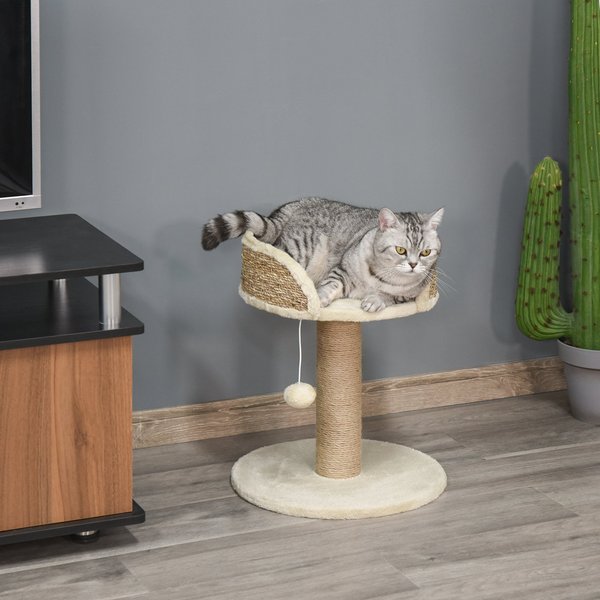 Cats Elevated Jute Rope Scratching Tree W/ Dangle Toy