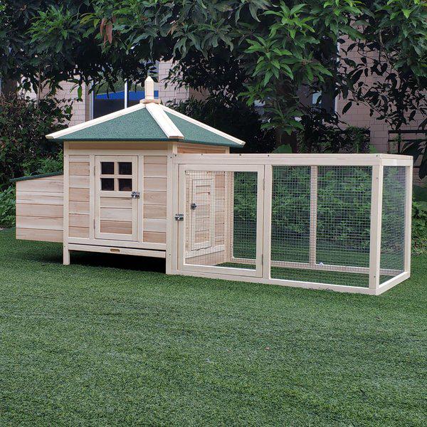 Chicken Coop Small Animal Pet Cage W/ Nesting Box Outdoor Run Backyard Wooden