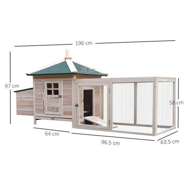 Chicken Coop Small Animal Pet Cage W/ Nesting Box Outdoor Run Backyard Wooden