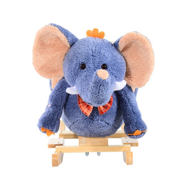 Children Rocking Seat With Sound, Elephant - Blue/Beige