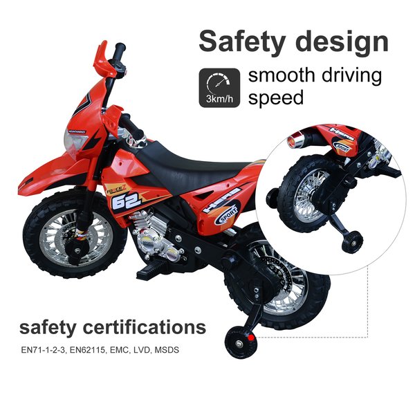 4-Wheels Children's Motorbike Ride On Car Electric 6V Battery - Red