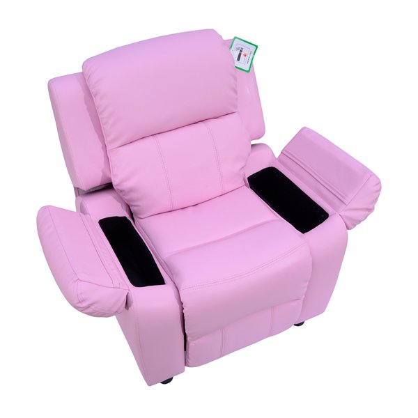 Kids Recliner Armchair W/ Storage Space On Arms - Pink