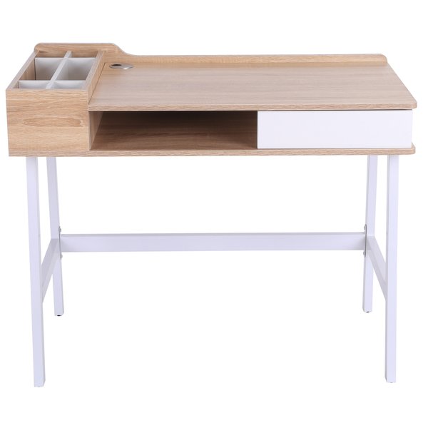 Computer Desk, MDF, 100Lx55Wx 81.5H Cm - Oak/White Colour