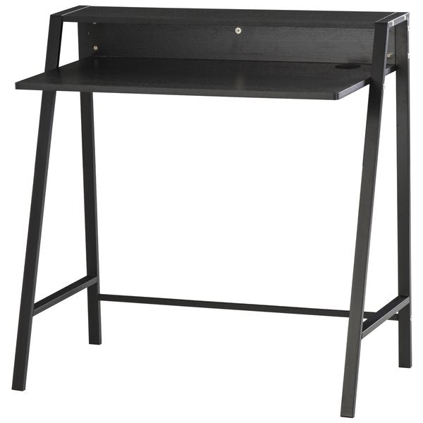Computer Desk With Elevated Storage Shelf - Black