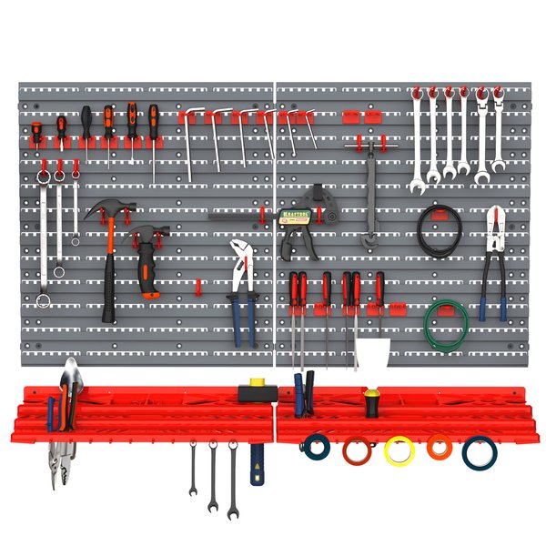 54 PCS On-Wall Tool Equipment Home DIY Garage Organiser - Grey/Red