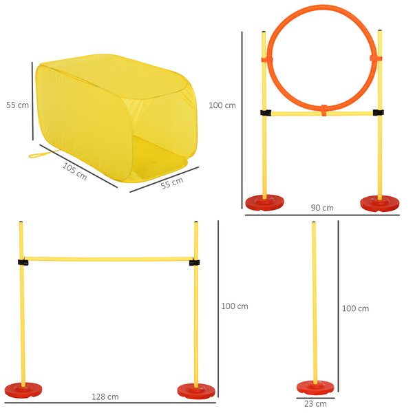4-Obstacle Dogs ABS Agility Training Set - Yellow/Red