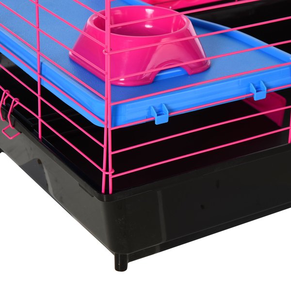 Dwarf Hamster Metal Cage W/ Tunnels - Pink