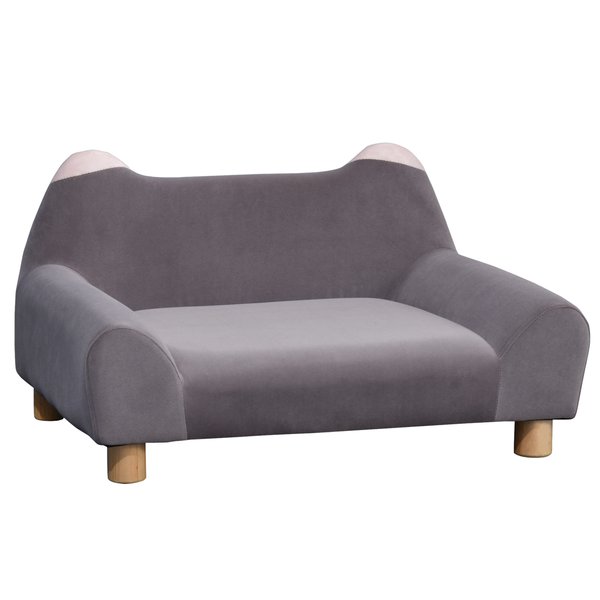 Faux Velvet Upholstered Sponge Small Pets Sofa Bed - Grey