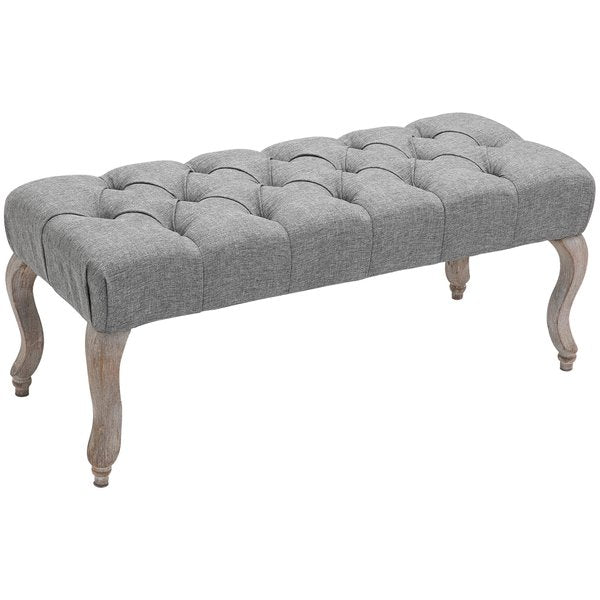 Footstool Ottoman Tufted Upholstered Accent Bed-End Bench Window Seat Fabric