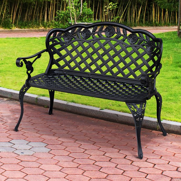 Garden Bench, Cast Aluminium - Black