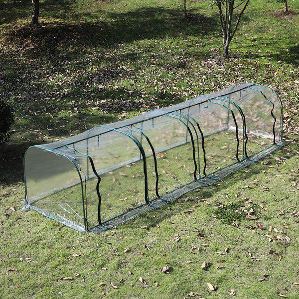 Greenhouse, Steel Frame, 400Lx100Wx80H Cm - Dark Green/Transparent