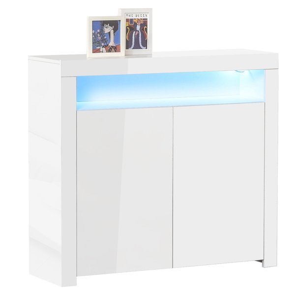 High Gloss LED Cabinet Cupboard Sideboard Buffet Console With RGB Lighting