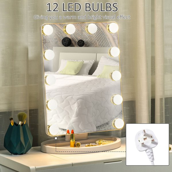 Hollywood Light Up Vanity Makeup Mirror W/ LED Lights For Dressing Table