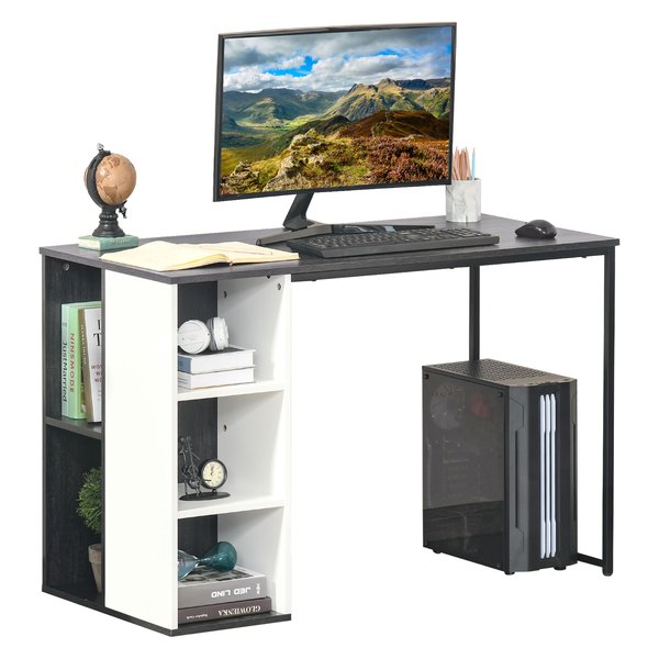Home Office Computer Desk With Storage Shelves Writing Table Workstation - Grey