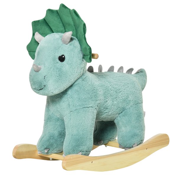Kid Plush Ride-On Rocking Horse Triceratops Toy Rocker