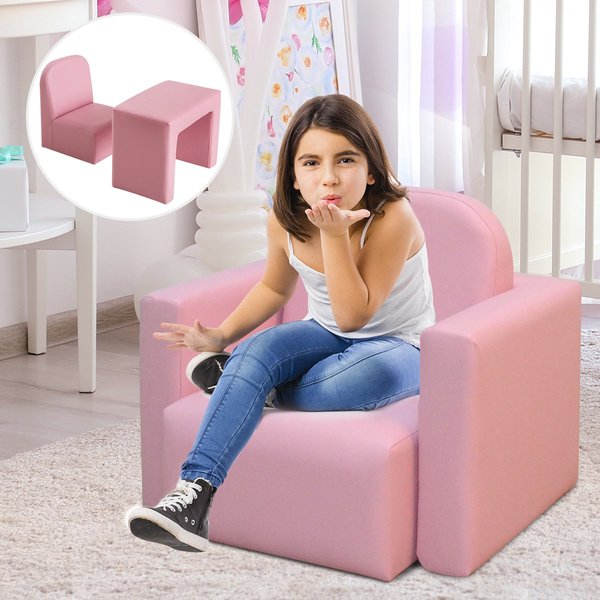 Kids 2 In 1 Table And Chair Set, PVC - Pink