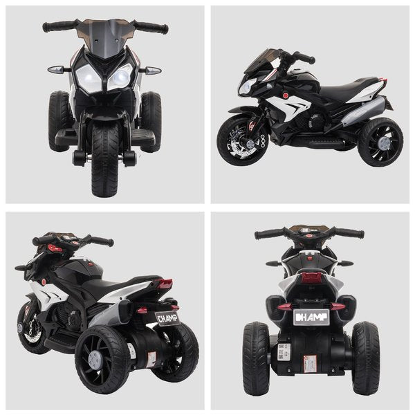 6V Kids Battery Steel Enforced Motorcycle Ride On Trike - Black