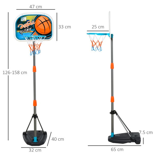 Kids Height Adjustable Aluminium Basketball Hoop Stand