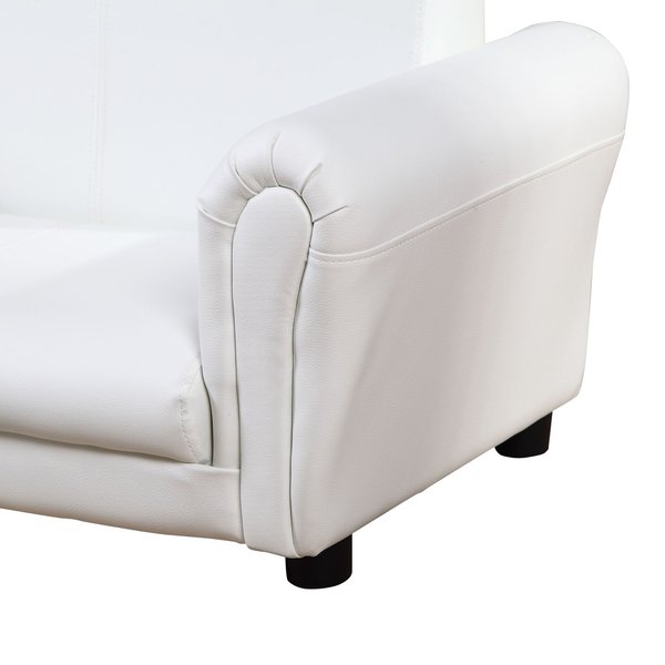 PVC 2-Seater Mini Sofa Set W/ Footstool For Kids - White