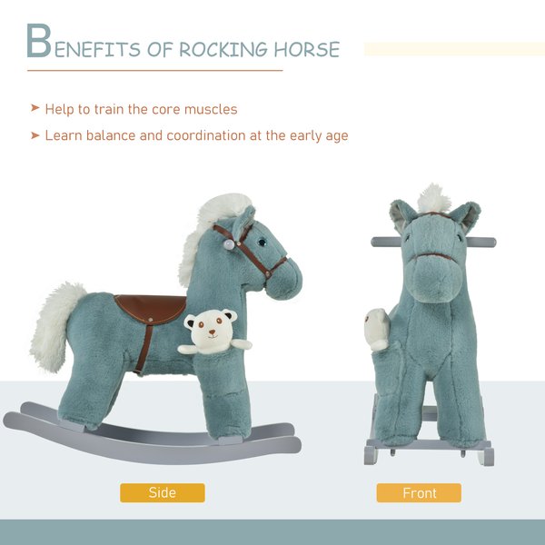 Kids Plush Ride-On Rocking Horse W/ Toy Animal Sounds