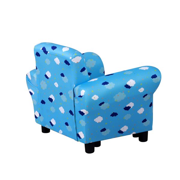 Kids Polyester Upholstered Clouds Armchair W/ Footrest - Blue
