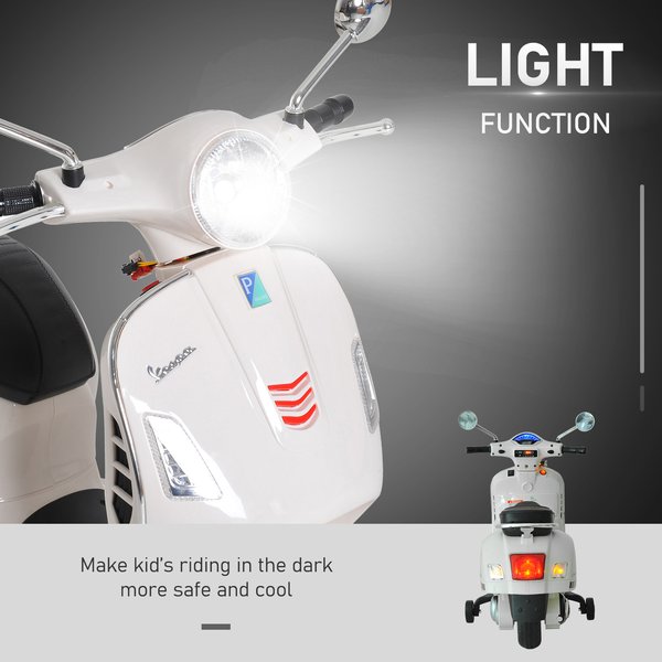 6V, W/LED Lights Kids Ride Motorcycle - White