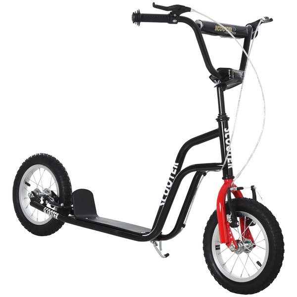 Kids Steel Height Adjustable Kick Scooter - Black and Red
