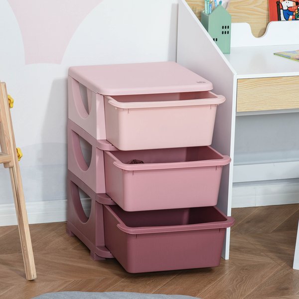 Kids Storage Units W/ Drawers 3 Tier Toy Organizer