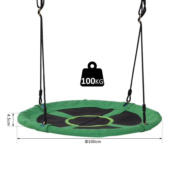 100x4.5H Cm. Kids Swing Outdoor Toys - Black/Green