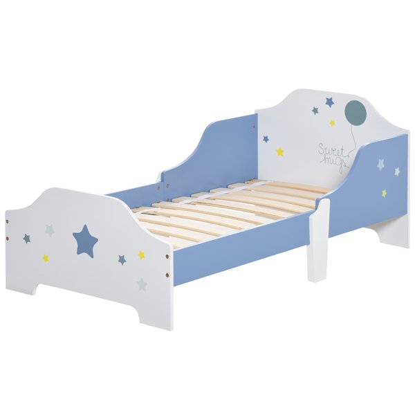 Kids Toddler Wooden Bed Round Edged With Guardrails Stars Image 143 X 74 59cm
