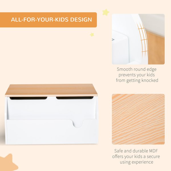 Kids Wooden Toy Storage Box Chest Book With Gas Stay Bar Seating Bench