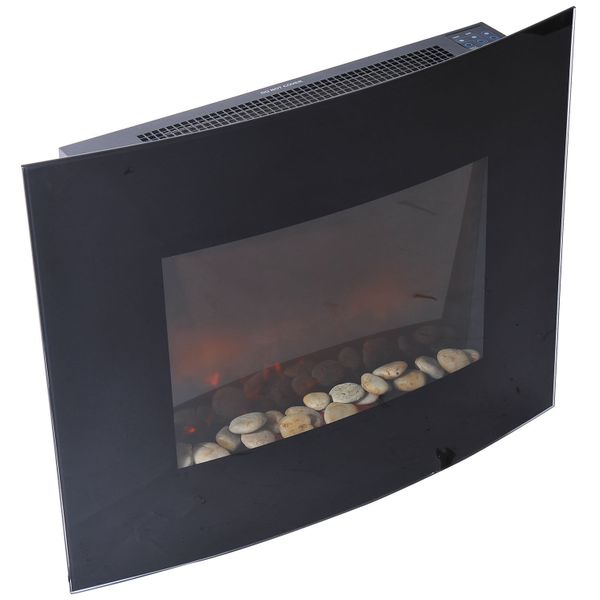 LED Curved Glass Electric Wall Mounted Fire Place, 900/1800W