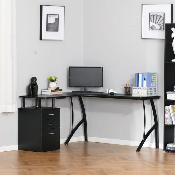 L-Shaped Computer Desk Table With Storage Drawer Home Office Corner In ...