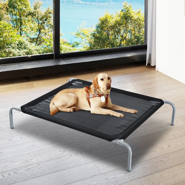 Large Dogs Portable Elevated Fabric Bed For Camping Outdoors - Black
