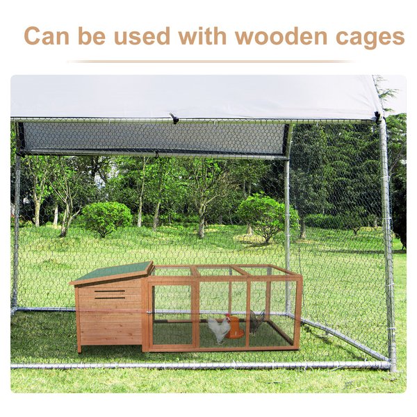 280W X 190D 195H Cm. Large Metal Chicken House Walk-In Coop Run Cage W/ Cover Outdoor