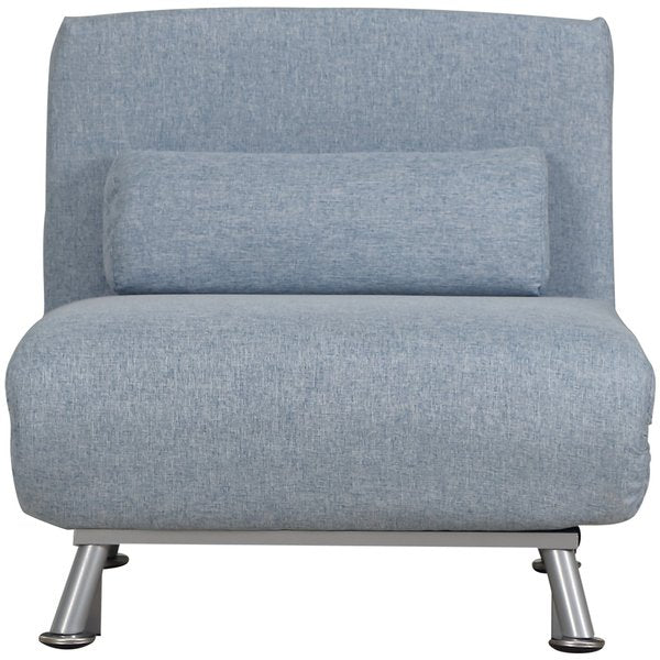 Linen 5-Position Futon Single Sofa Bed - Blue