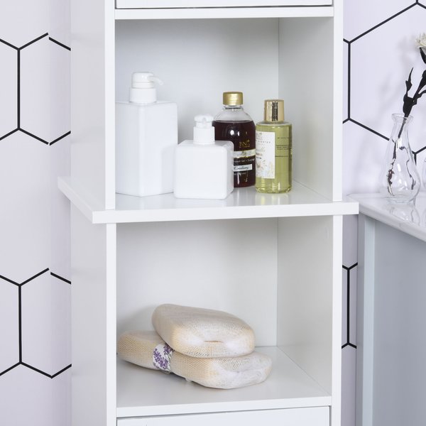 MDF 6-Tier Tall Bathroom Cabinet  - White/Black