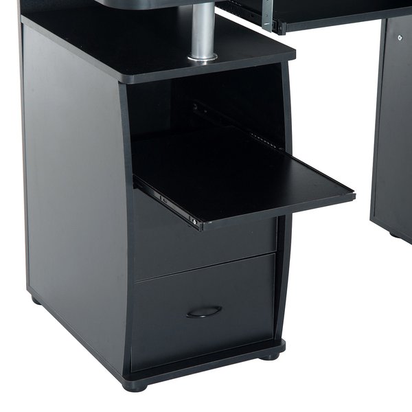 Computer Desk Multi Levels Multi-Level Home Office Workstation Computer Desk With Drawers- Black ...