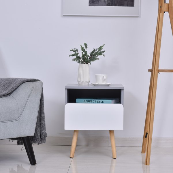 MDF Nordic Side Table - White/Grey