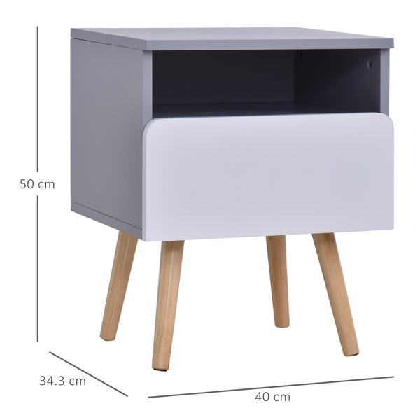 MDF Nordic Side Table - White/Grey