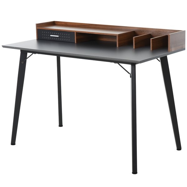 Steel Frame Laptop Desk, Writing Table For Home & Office - Black/Brown