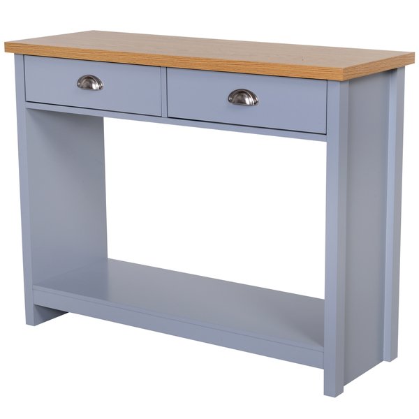2-Drawer MDF Rustic Console Table - Grey